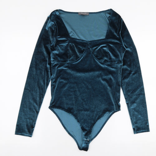 Primark Womens Blue  Polyester Bodysuit One-Piece Size S  Snap