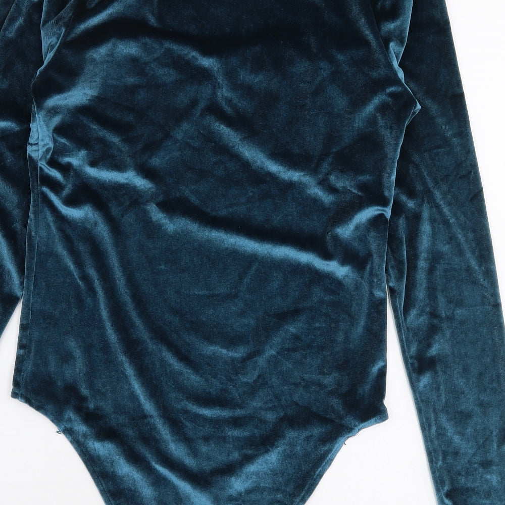 Primark Womens Blue  Polyester Bodysuit One-Piece Size S  Snap