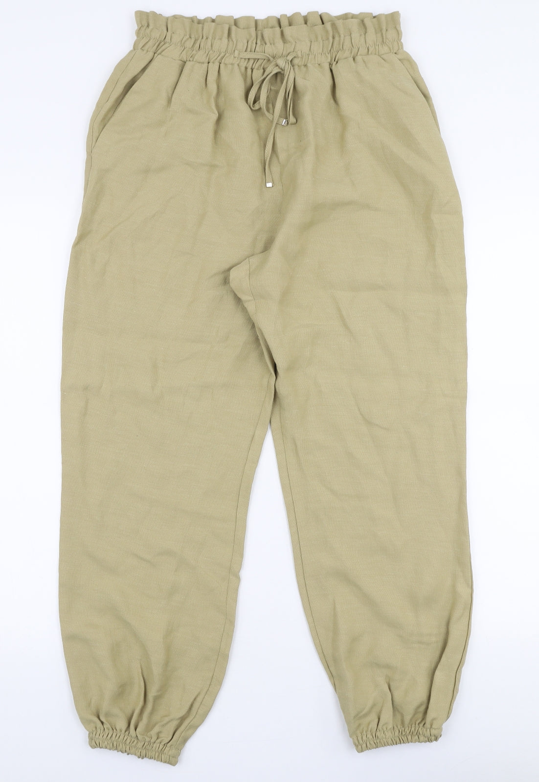 Zara Womens Beige  Polyester Jogger Trousers Size M L27 in Regular Drawstring