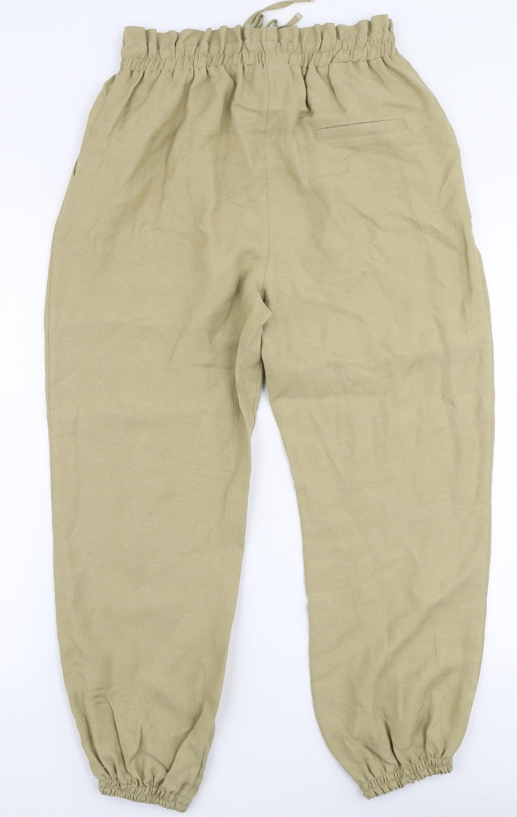 Zara Womens Beige  Polyester Jogger Trousers Size M L27 in Regular Drawstring
