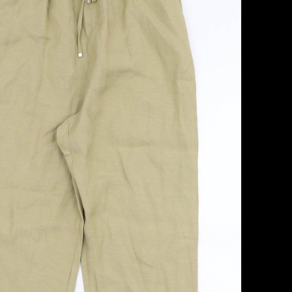 Zara Womens Beige  Polyester Jogger Trousers Size M L27 in Regular Drawstring