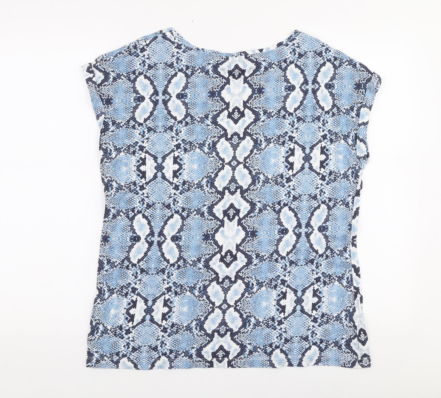 Dorothy Perkins Womens Blue Animal Print 100% Cotton Jersey T-Shirt Size 14 Round Neck