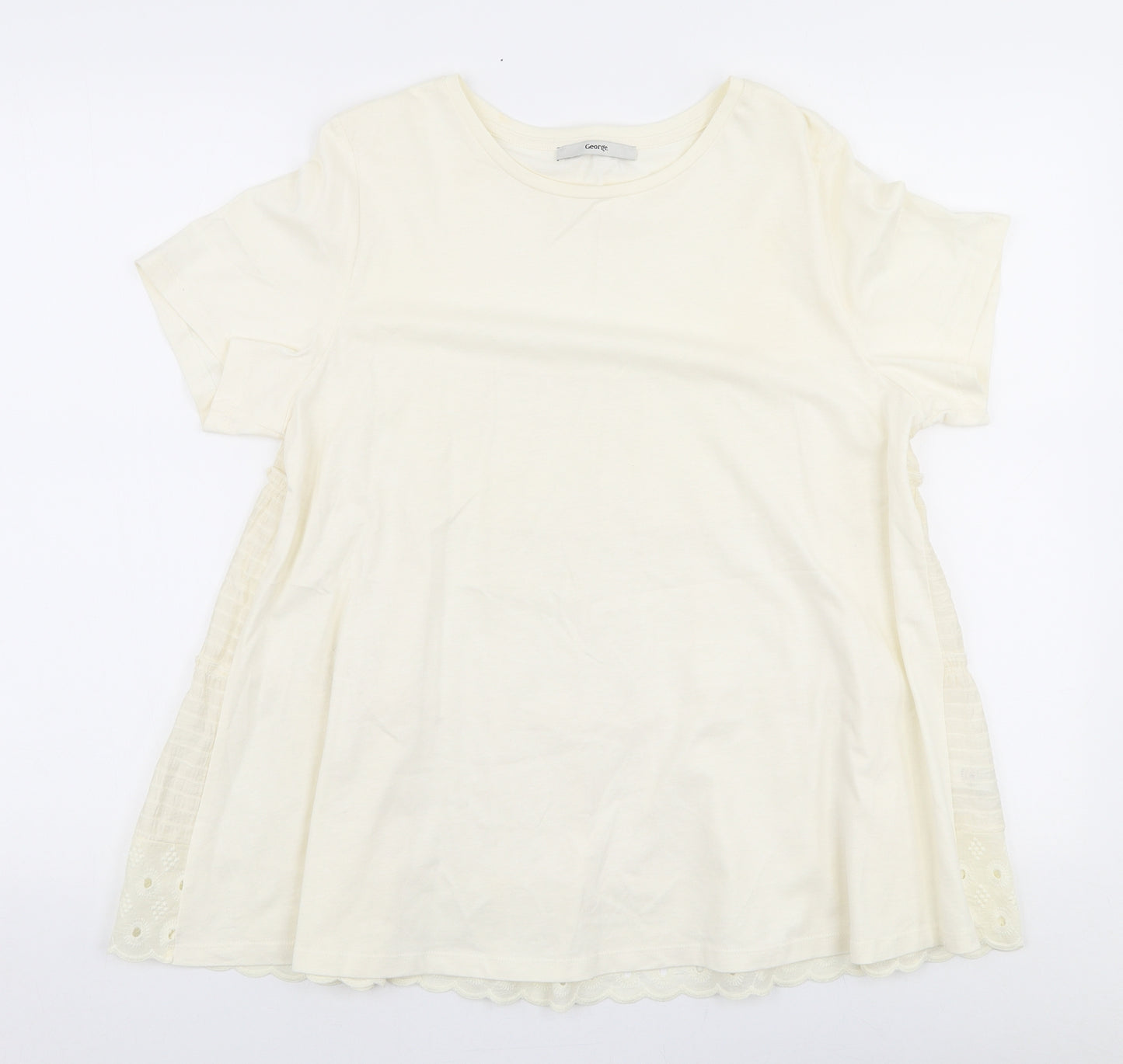 George Womens Ivory  Cotton Jersey Blouse Size 12 Round Neck