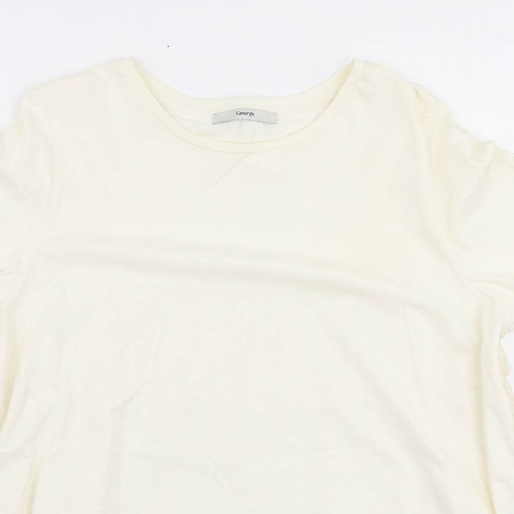 George Womens Ivory  Cotton Jersey Blouse Size 12 Round Neck