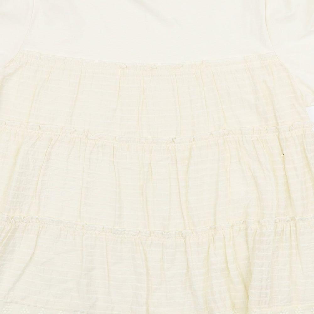 George Womens Ivory  Cotton Jersey Blouse Size 12 Round Neck