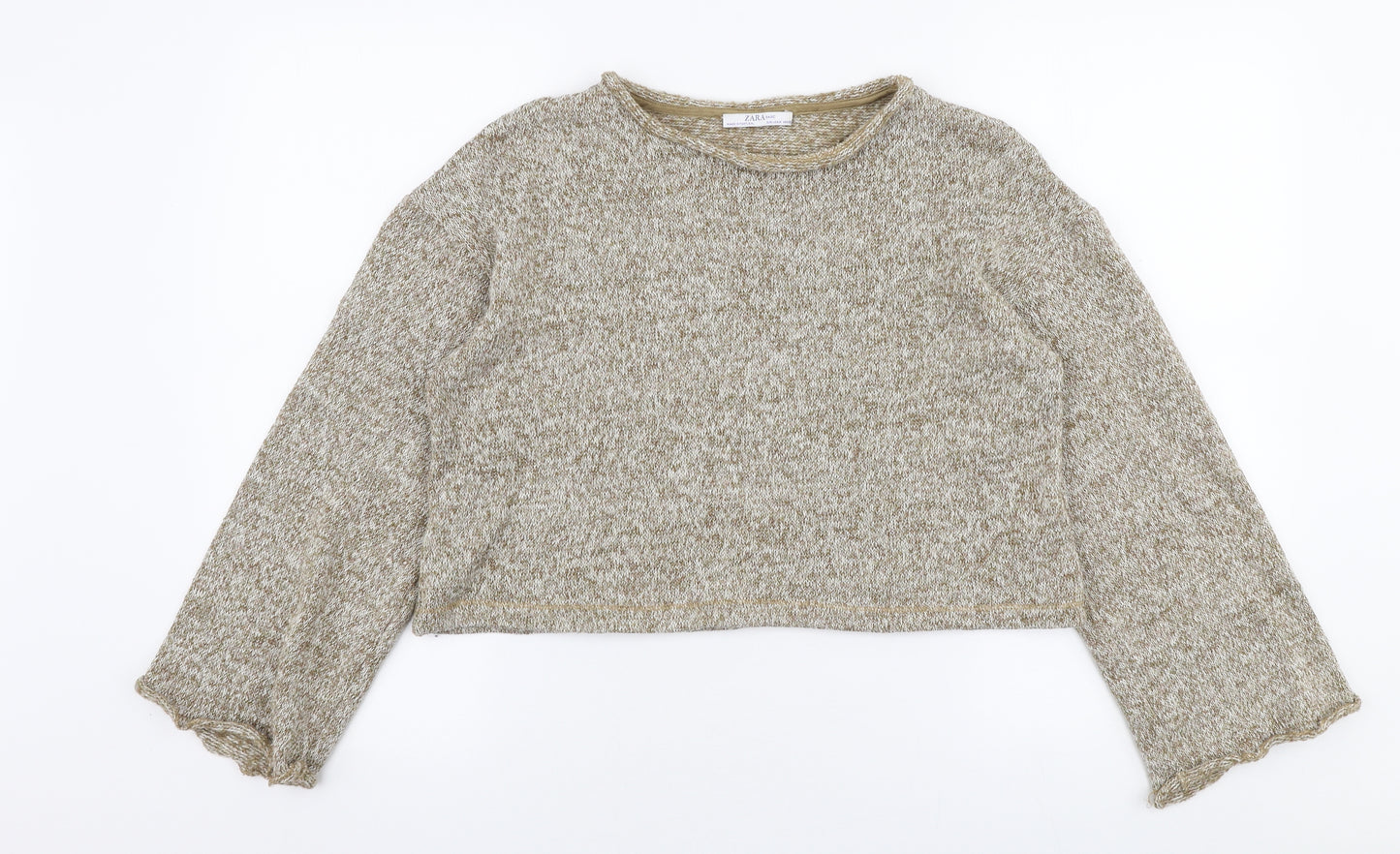 Zara Womens Beige Round Neck  Polyester Pullover Jumper Size M