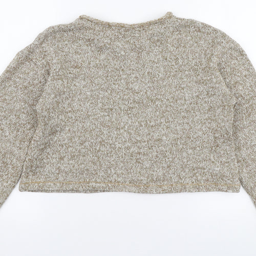 Zara Womens Beige Round Neck  Polyester Pullover Jumper Size M