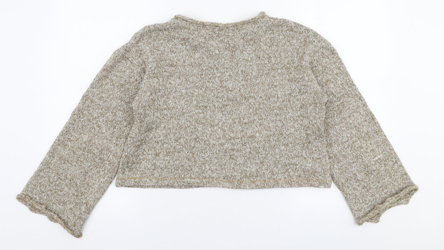 Zara Womens Beige Round Neck  Polyester Pullover Jumper Size M