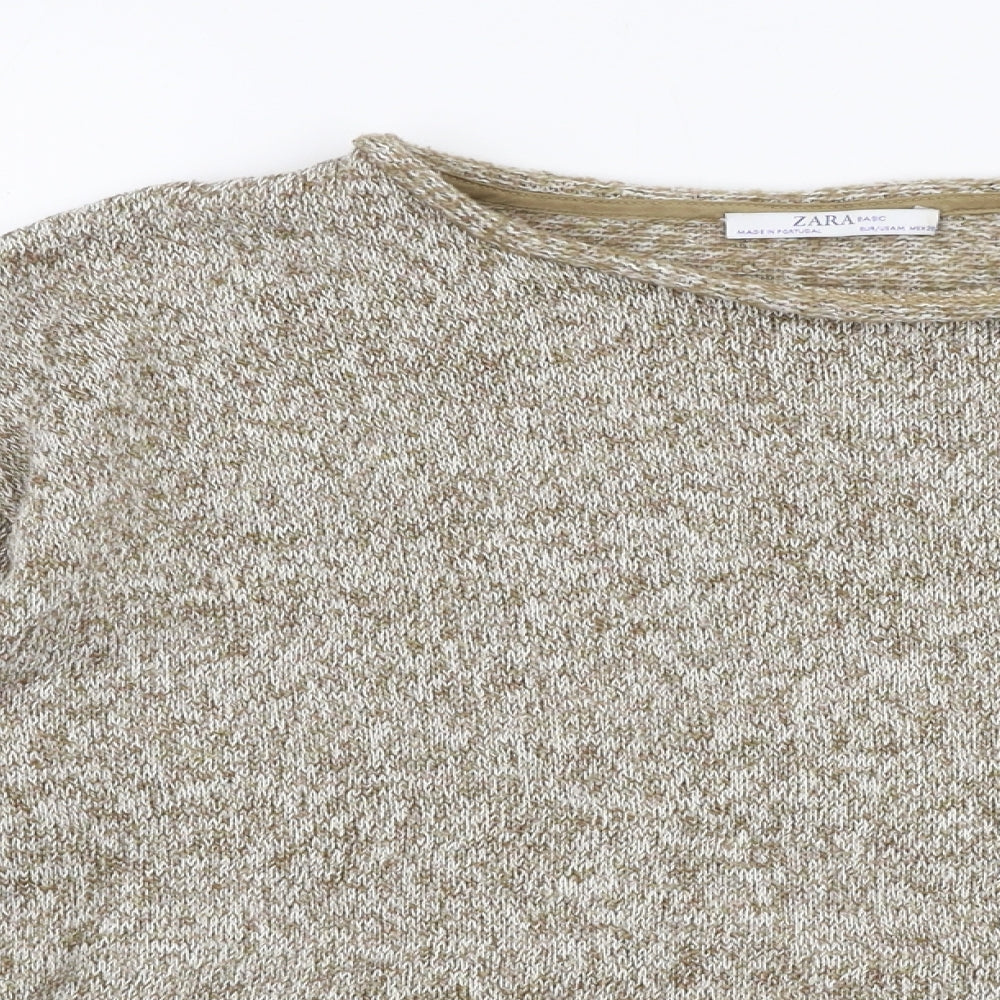Zara Womens Beige Round Neck  Polyester Pullover Jumper Size M