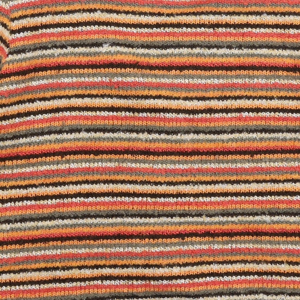 Per Una Womens Multicoloured Round Neck Striped Acrylic Cardigan Jumper Size 12
