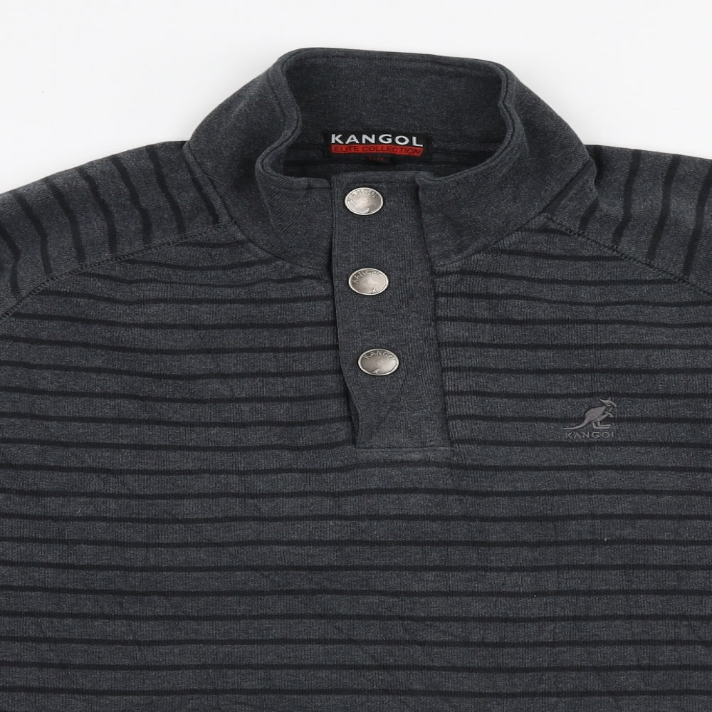 Kangol Mens Grey Striped Cotton Pullover Sweatshirt Size XL