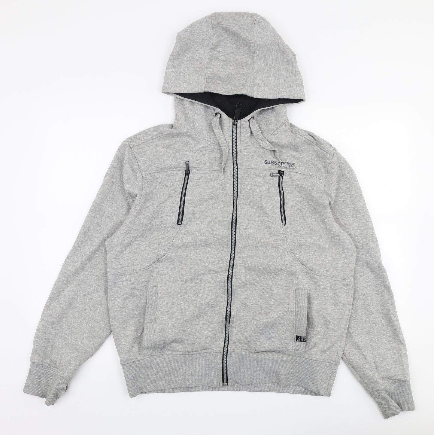 Peacocks Mens Grey  Polyester Full Zip Hoodie Size L