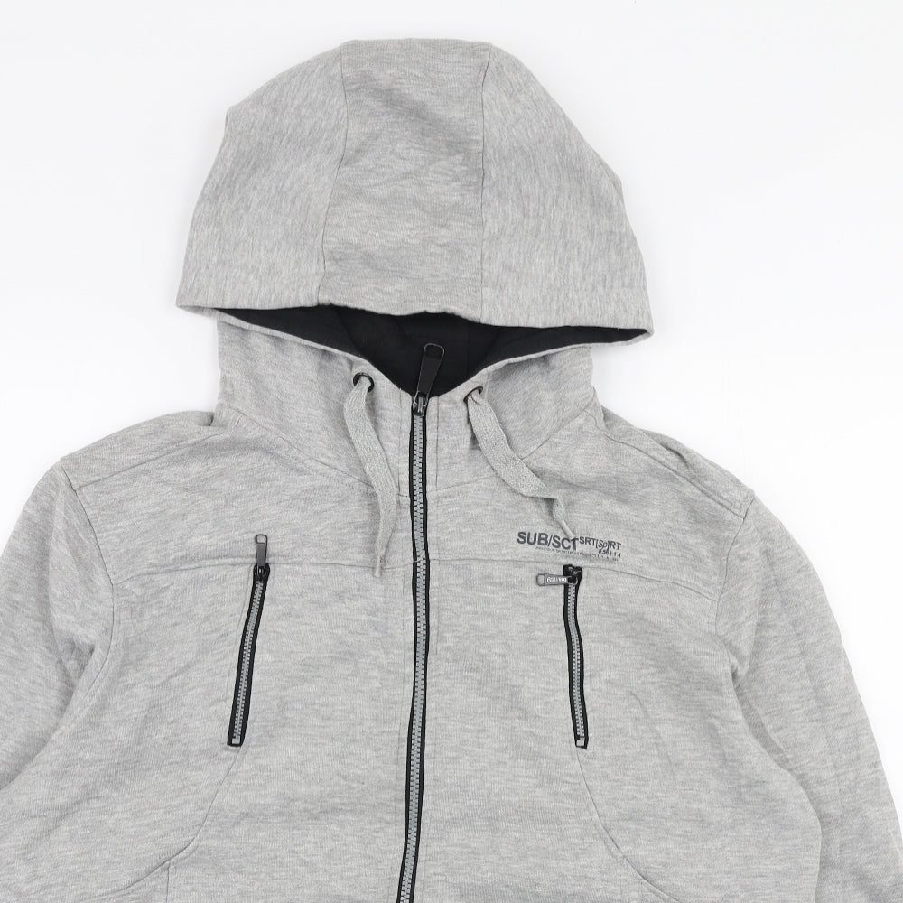 Peacocks Mens Grey  Polyester Full Zip Hoodie Size L