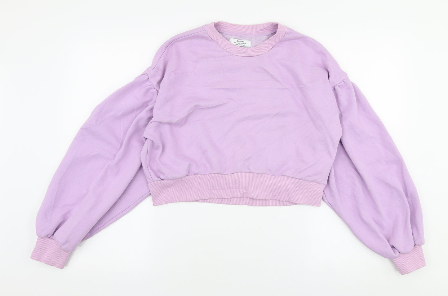 Bershka Womens Purple  Cotton Pullover Sweatshirt Size S  Pullover - Cropped