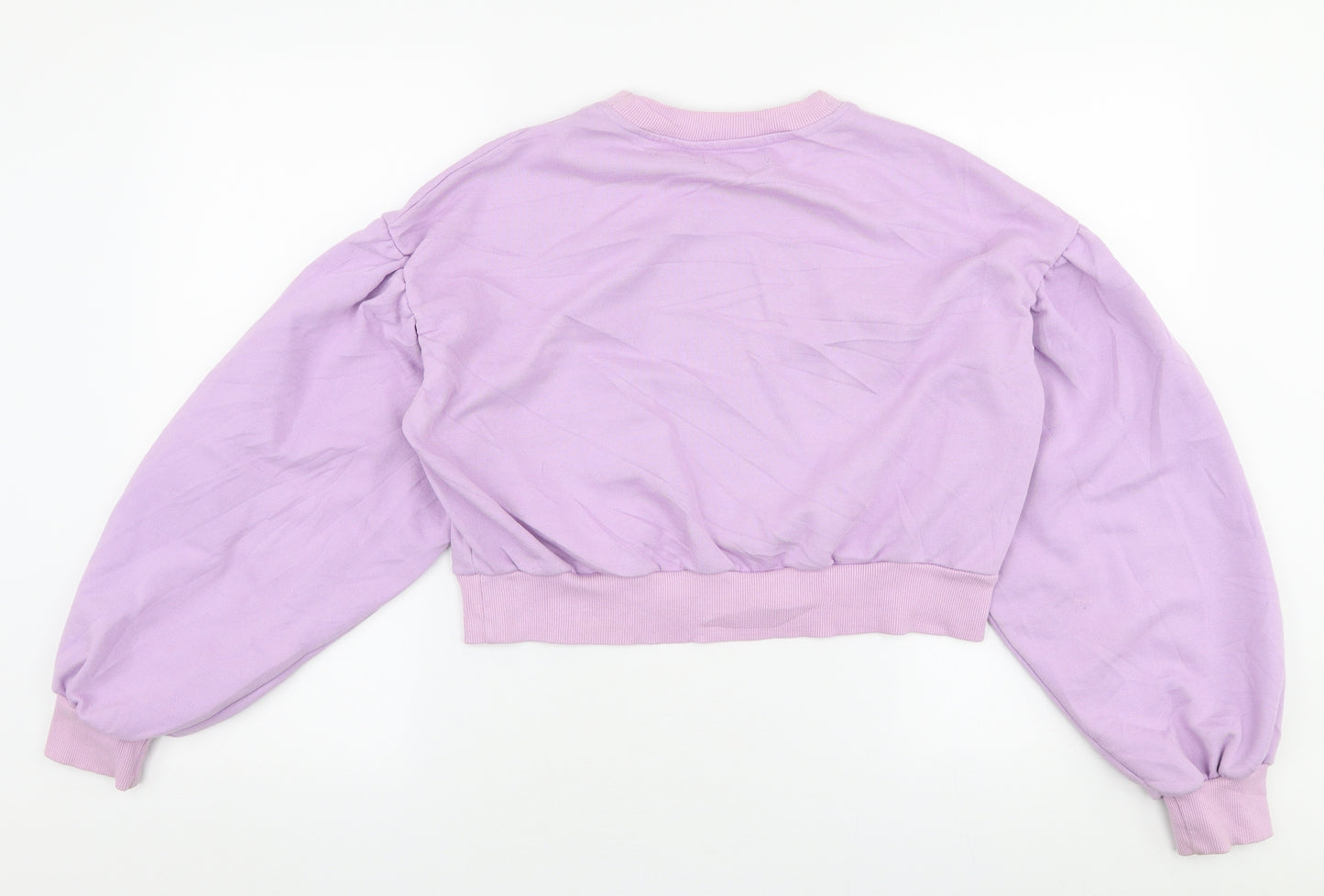 Bershka Womens Purple  Cotton Pullover Sweatshirt Size S  Pullover - Cropped