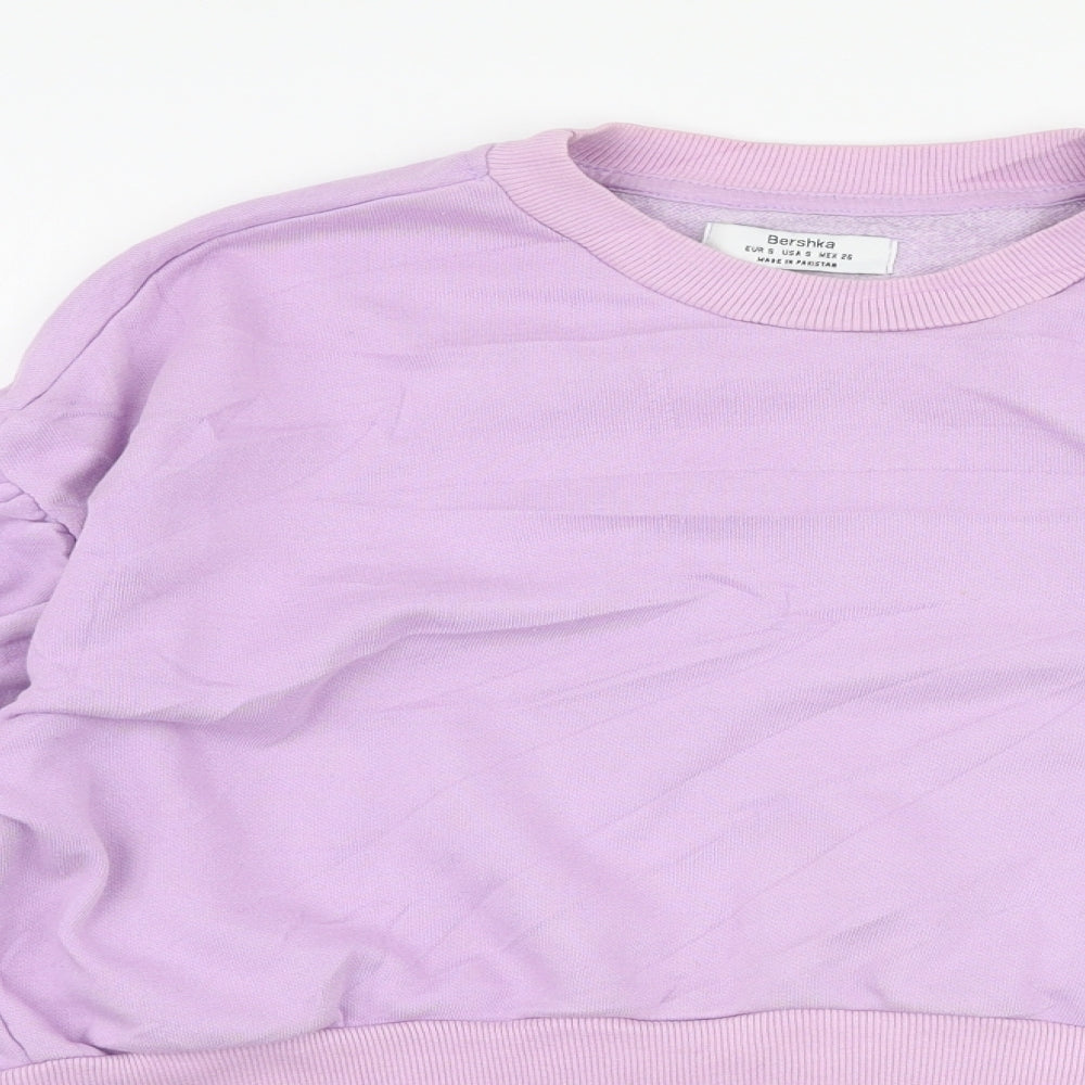Bershka Womens Purple  Cotton Pullover Sweatshirt Size S  Pullover - Cropped
