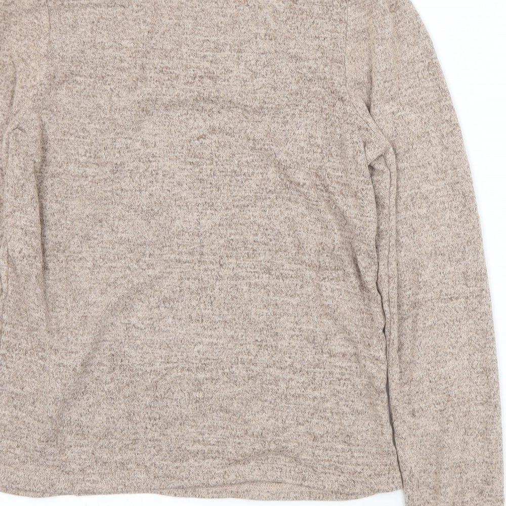 Brave Soul Womens Brown Mock Neck  Polyester Pullover Jumper Size M
