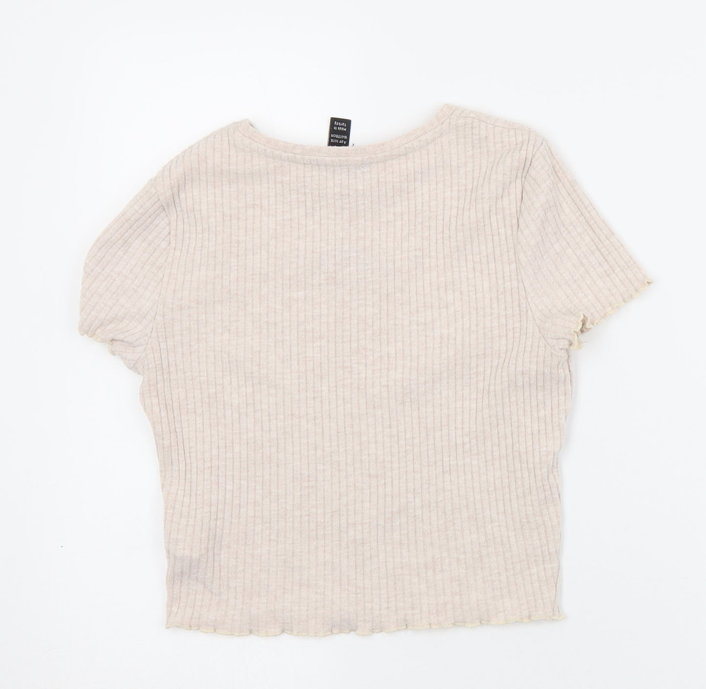 New Look Girls Pink  Polyester Cropped T-Shirt Size 14-15 Years Crew Neck  - No Drama