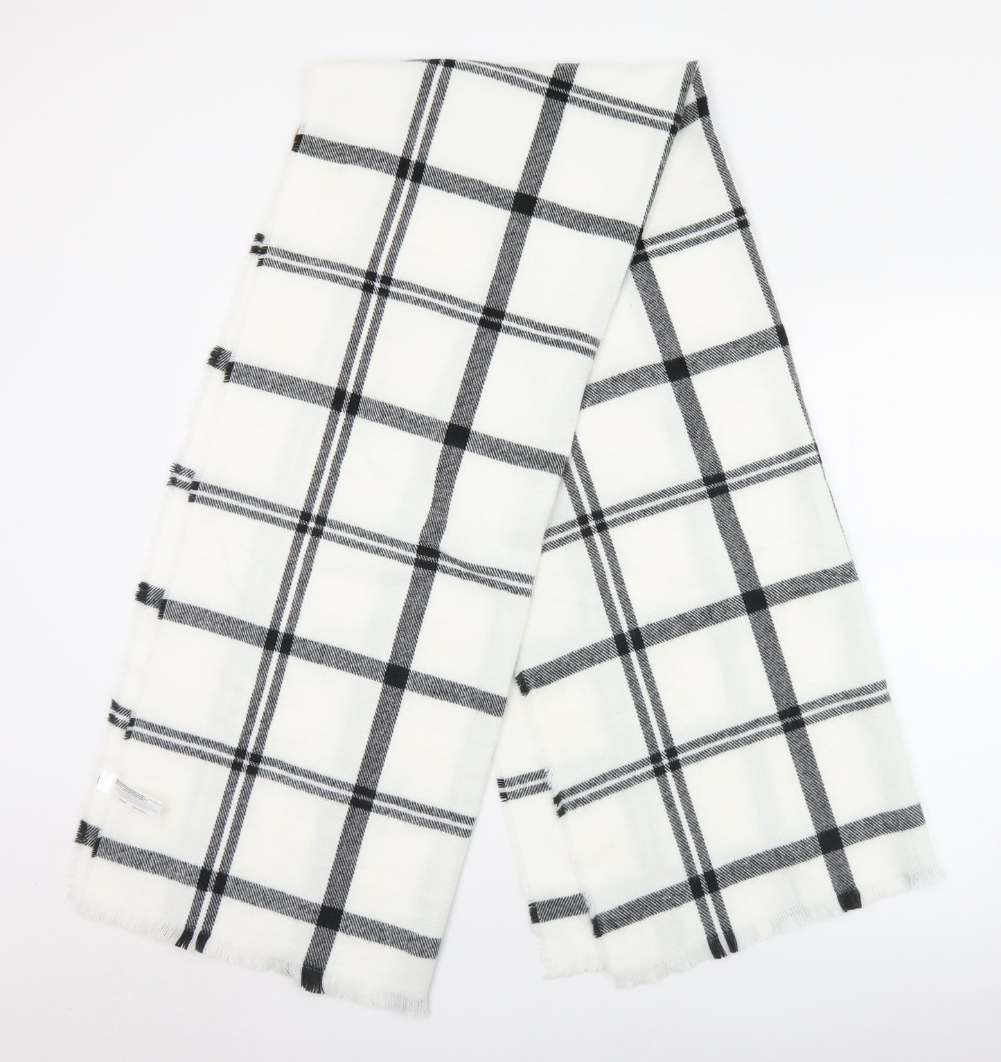 Primark Womens White Plaid Acrylic  Scarf