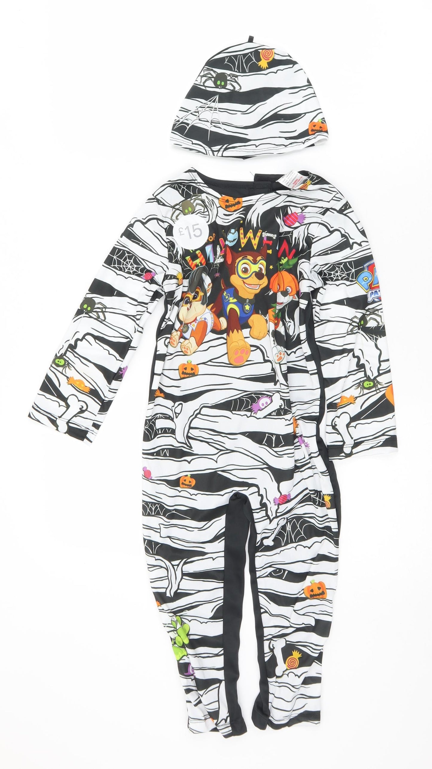 Paw Patrol Boys Multicoloured  Polyester Basic Casual Size 3-4 Years Crew Neck Hook & Loop - Paw Patrol. Halloween. Hat included