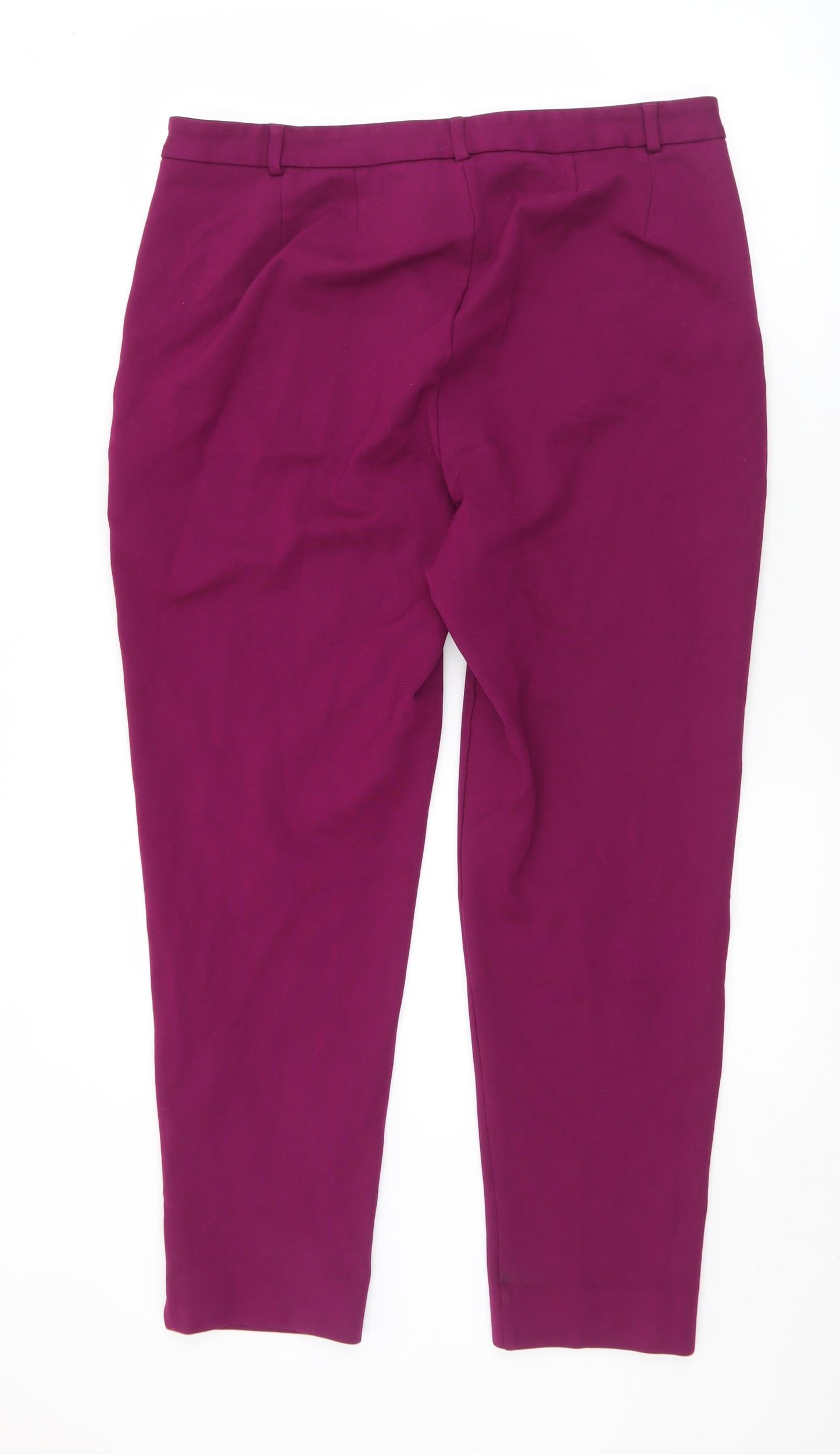 Marks and Spencer Womens Purple  Viscose Trousers  Size 16 L28 in Regular Zip