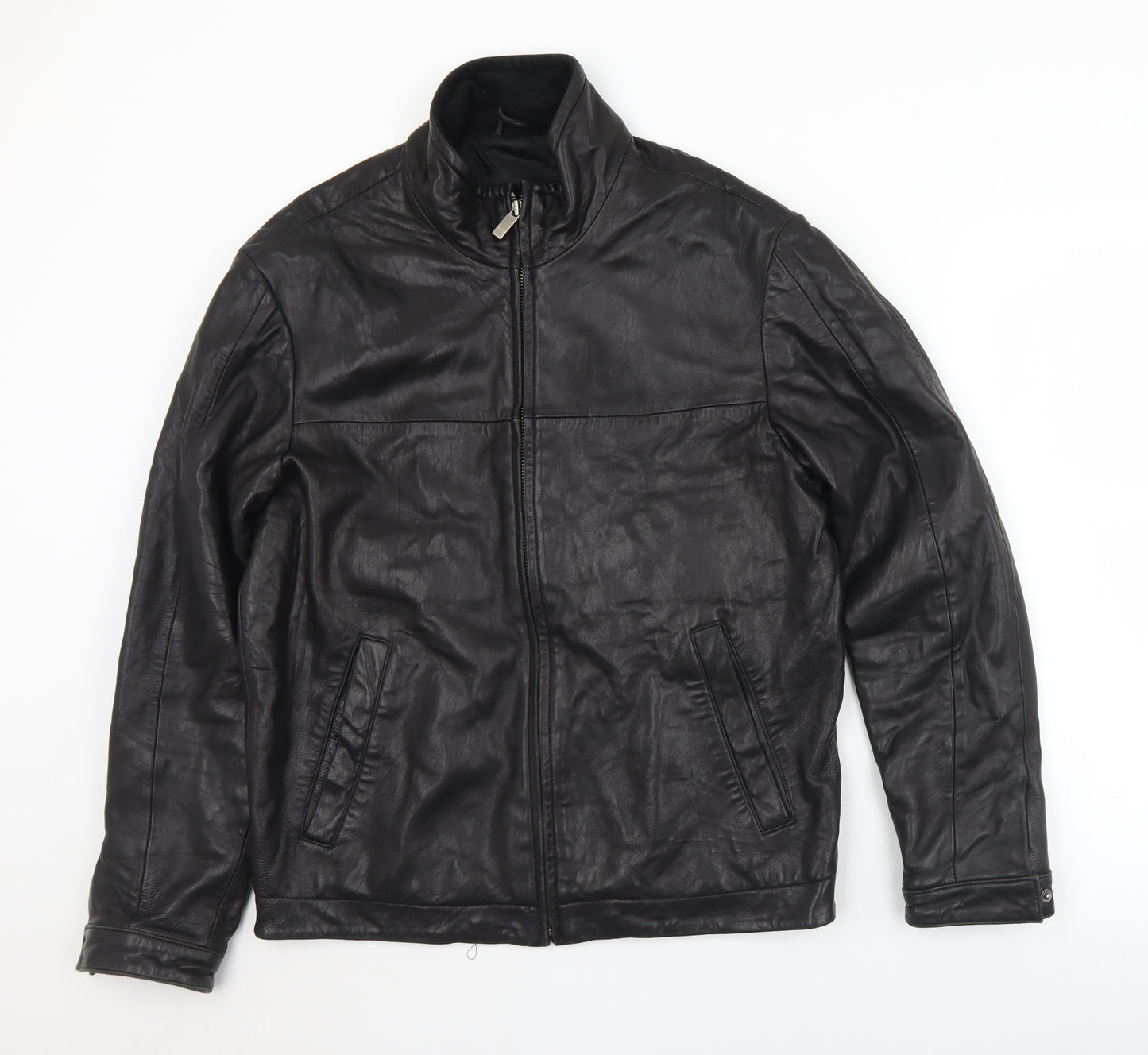 Marks and Spencer Mens Black   Biker Jacket Size S  Zip