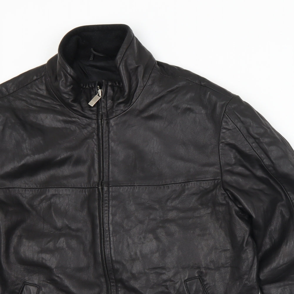 Marks and Spencer Mens Black   Biker Jacket Size S  Zip