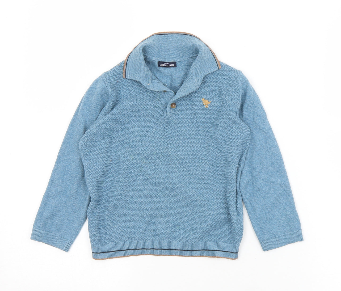 NEXT Boys Blue  Cotton Pullover Polo Size 2-3 Years Collared Button