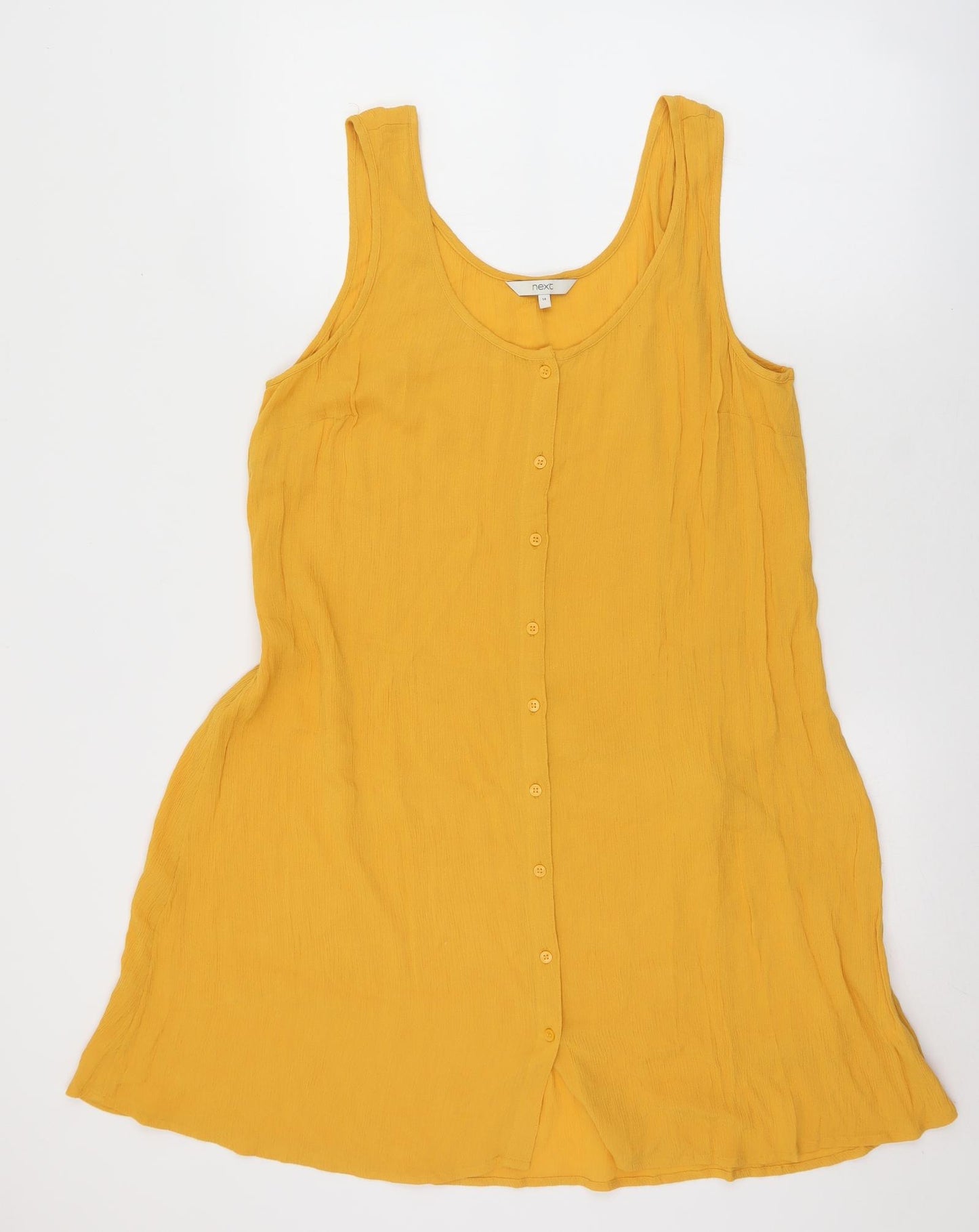 NEXT Womens Yellow  Viscose A-Line  Size 14  Scoop Neck Button
