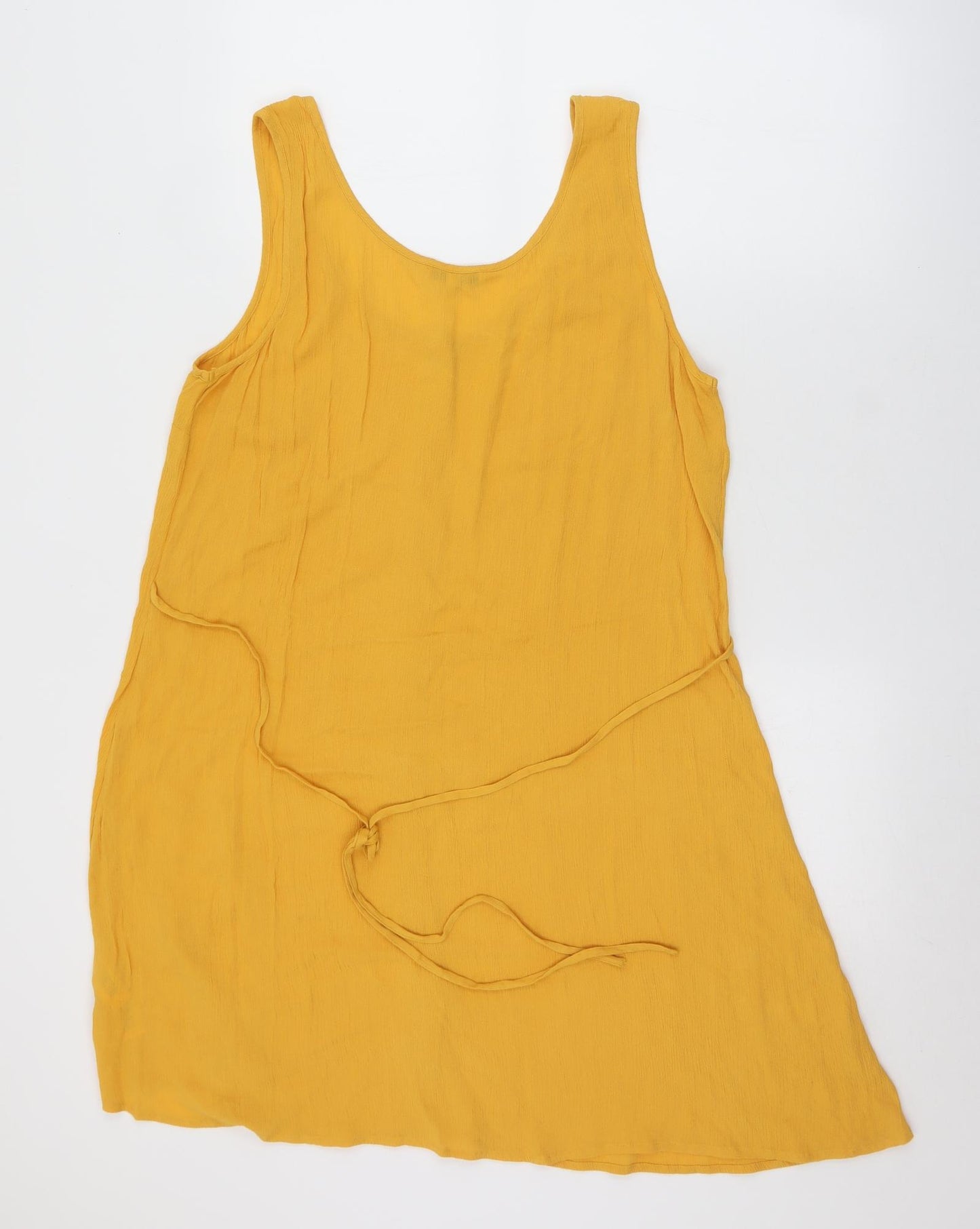 NEXT Womens Yellow  Viscose A-Line  Size 14  Scoop Neck Button