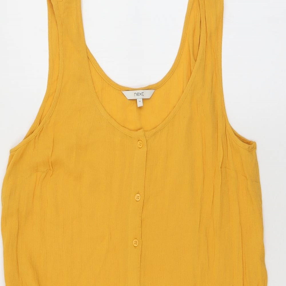 NEXT Womens Yellow  Viscose A-Line  Size 14  Scoop Neck Button