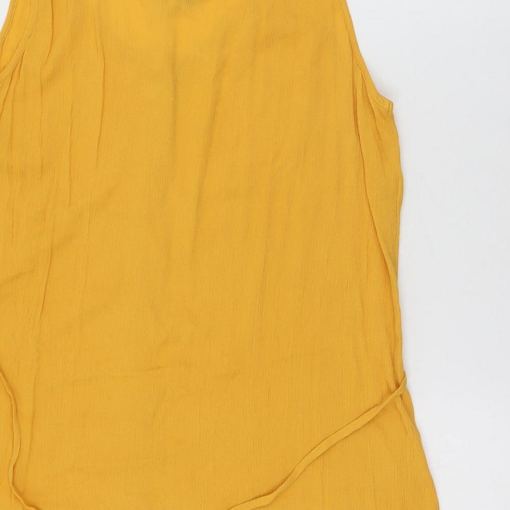 NEXT Womens Yellow  Viscose A-Line  Size 14  Scoop Neck Button
