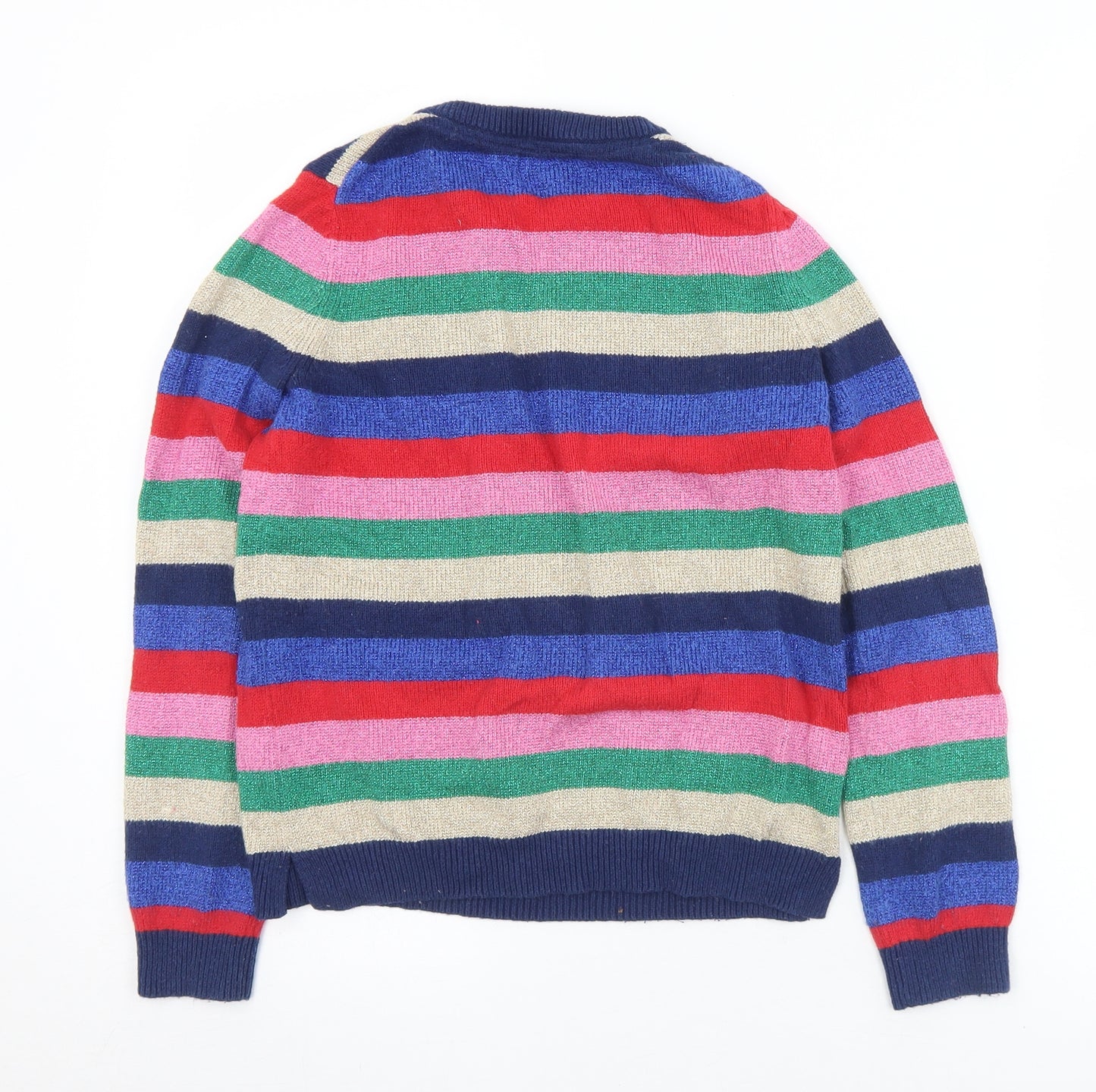 Boden Girls Multicoloured Crew Neck Striped Cotton Pullover Jumper Size 9-10 Years