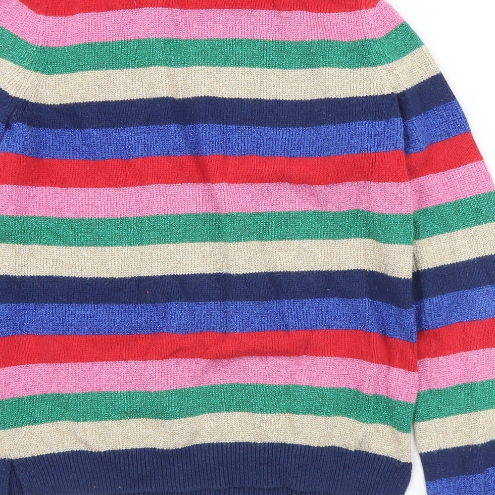 Boden Girls Multicoloured Crew Neck Striped Cotton Pullover Jumper Size 9-10 Years