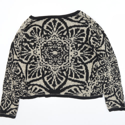 Marks and Spencer Womens Black Crew Neck Geometric Acrylic Pullover Jumper Size 12