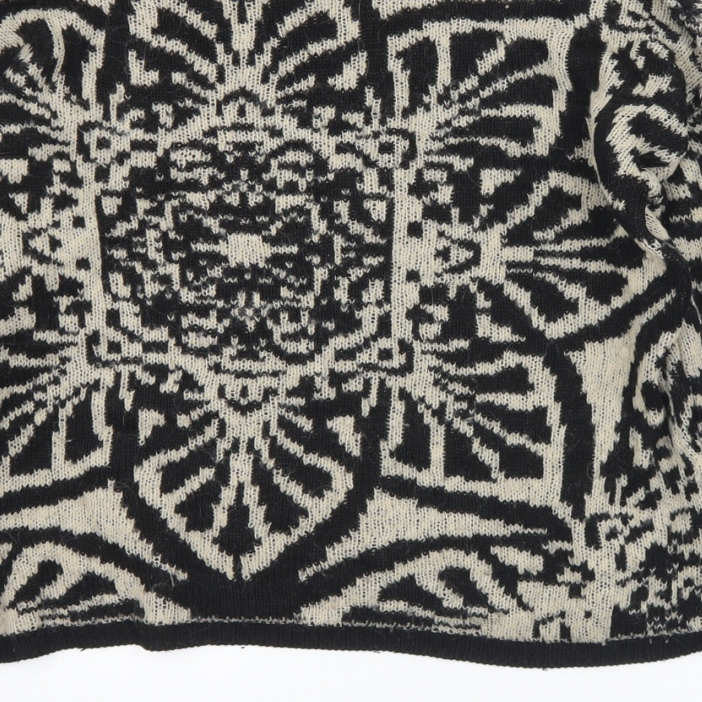 Marks and Spencer Womens Black Crew Neck Geometric Acrylic Pullover Jumper Size 12