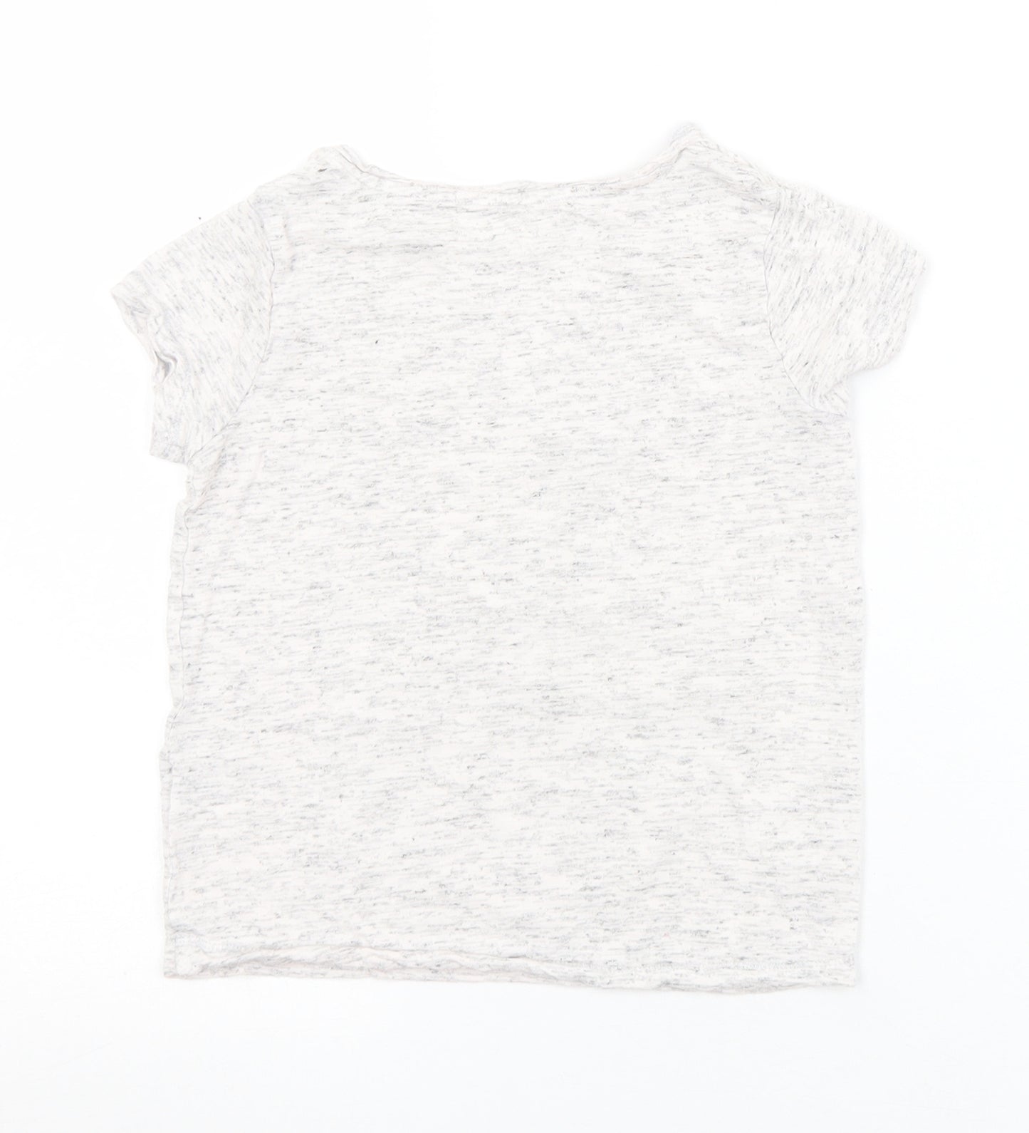 Mothercare Girls Ivory  Vinyl Basic T-Shirt Size 7 Years Round Neck  - Sequin detail