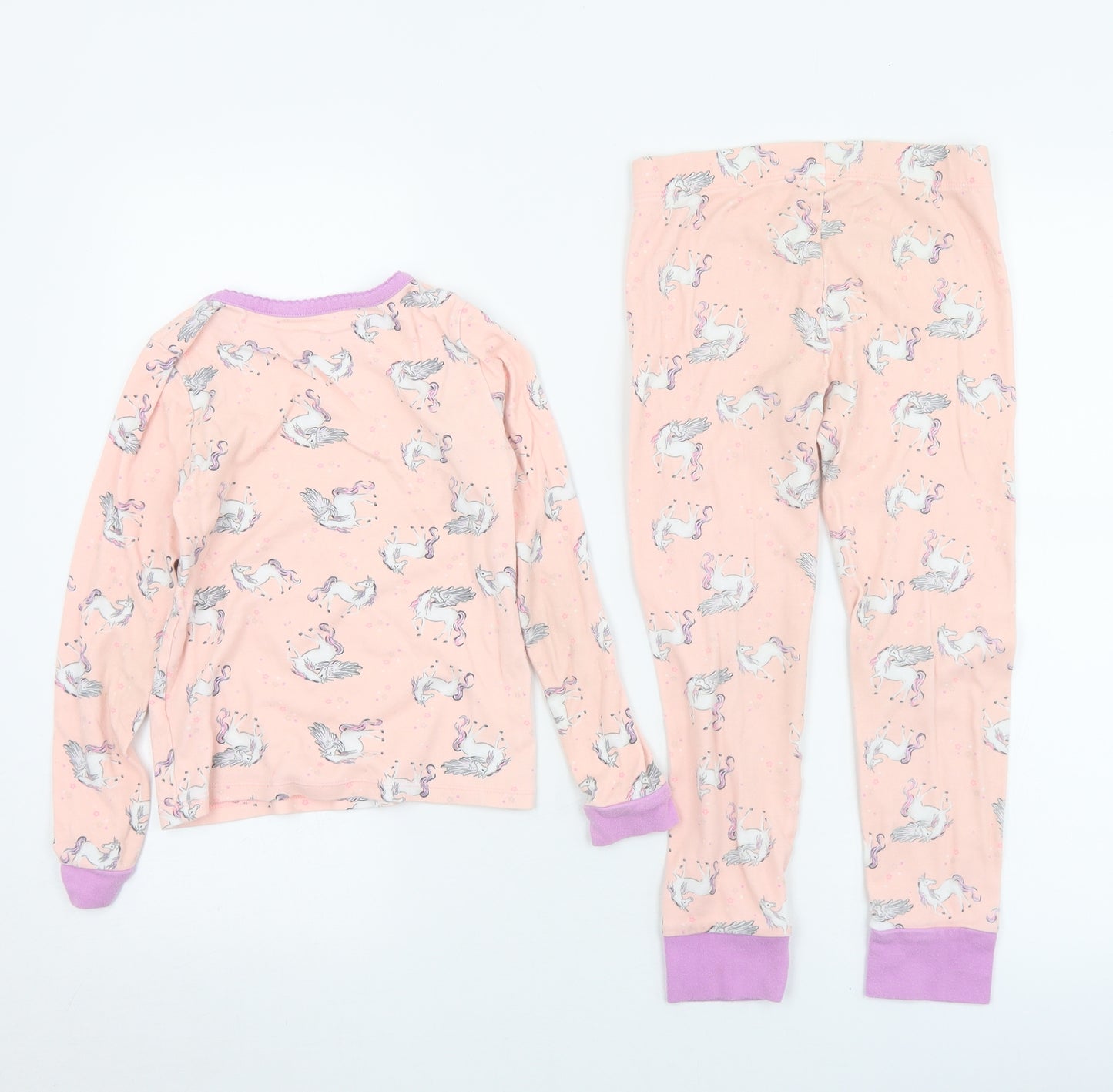 Dunnes Stores Girls Pink Geometric Cotton Top Pyjama Set Size 7-8 Years   - Unicorn