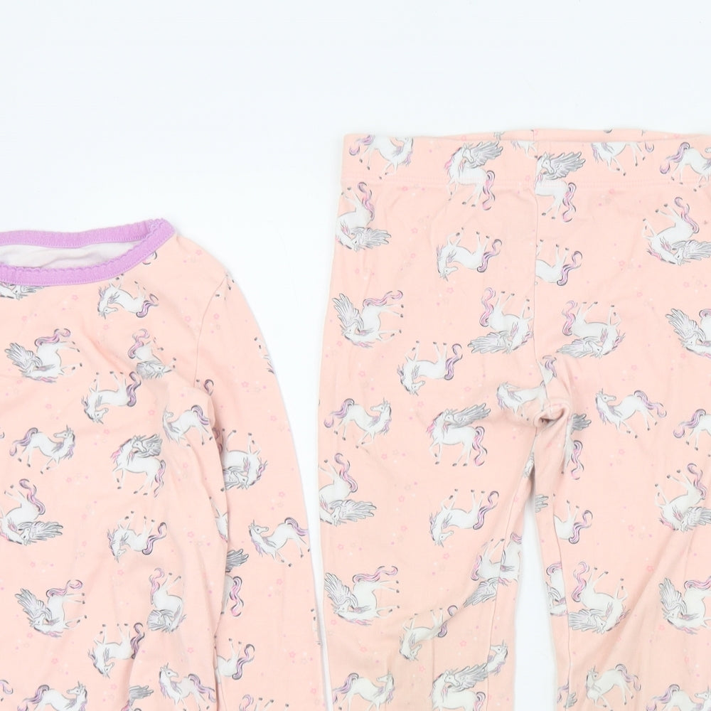 Dunnes Stores Girls Pink Geometric Cotton Top Pyjama Set Size 7-8 Years   - Unicorn