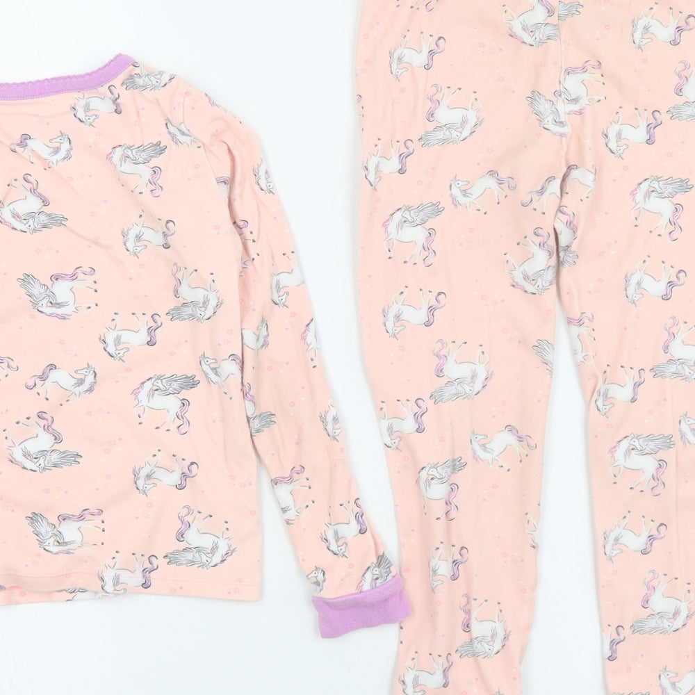 Dunnes Stores Girls Pink Geometric Cotton Top Pyjama Set Size 7-8 Years   - Unicorn