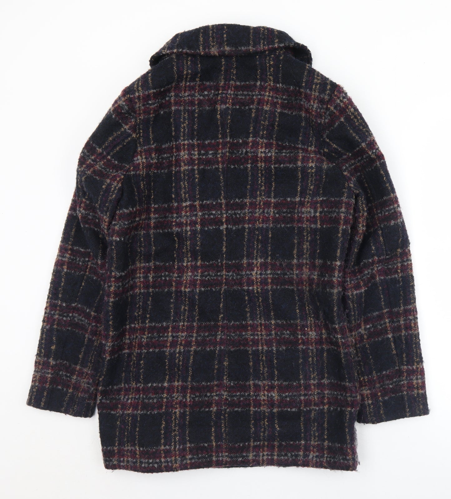 Marks and Spencer Womens Black Plaid  Pea Coat Coat Size 10  Zip
