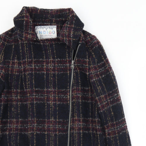 Marks and Spencer Womens Black Plaid  Pea Coat Coat Size 10  Zip