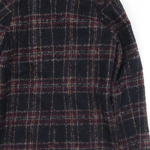 Marks and Spencer Womens Black Plaid  Pea Coat Coat Size 10  Zip