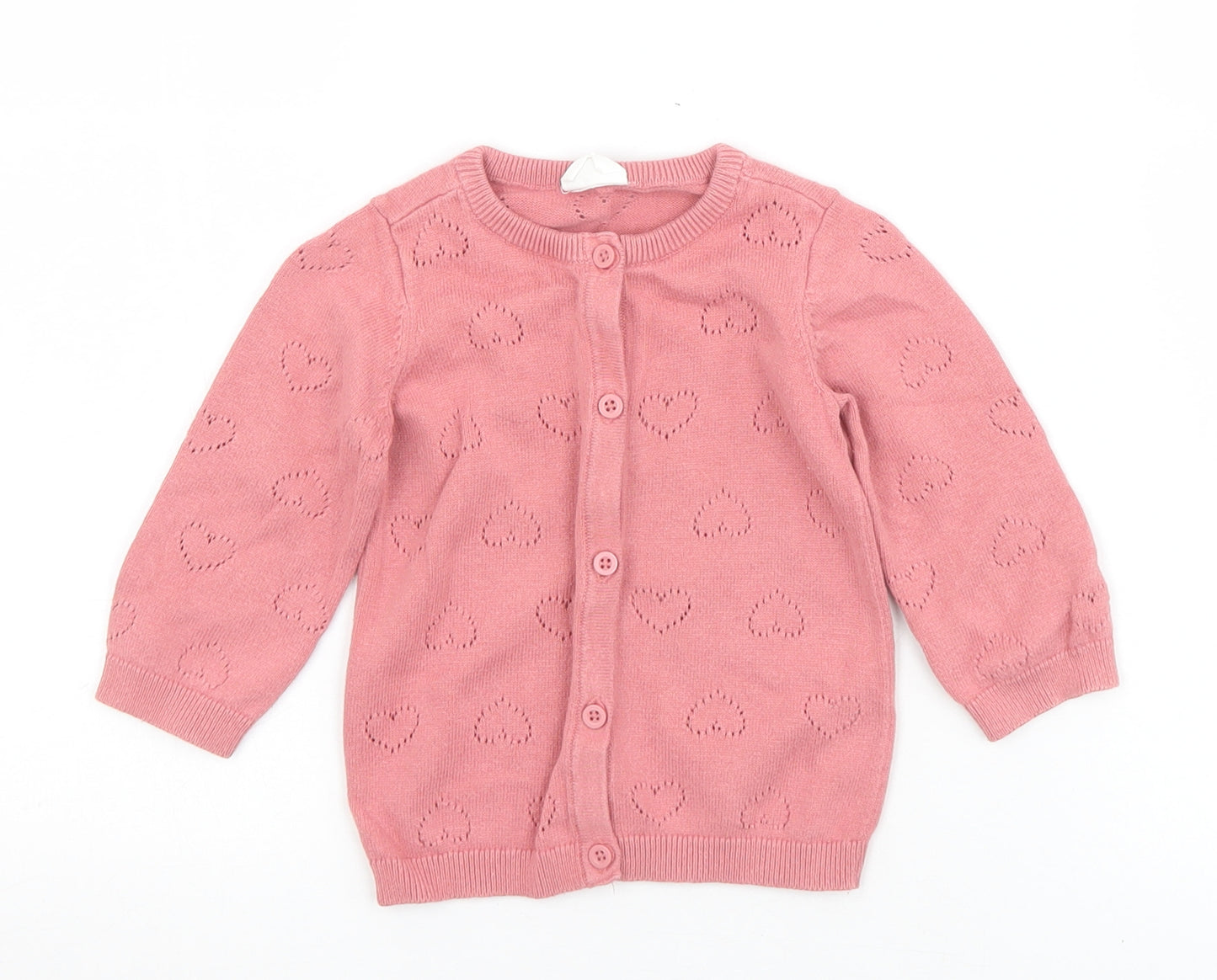 Fred & Flo Girls Pink  Cotton Cardigan Jumper Size 6-9 Months  Button
