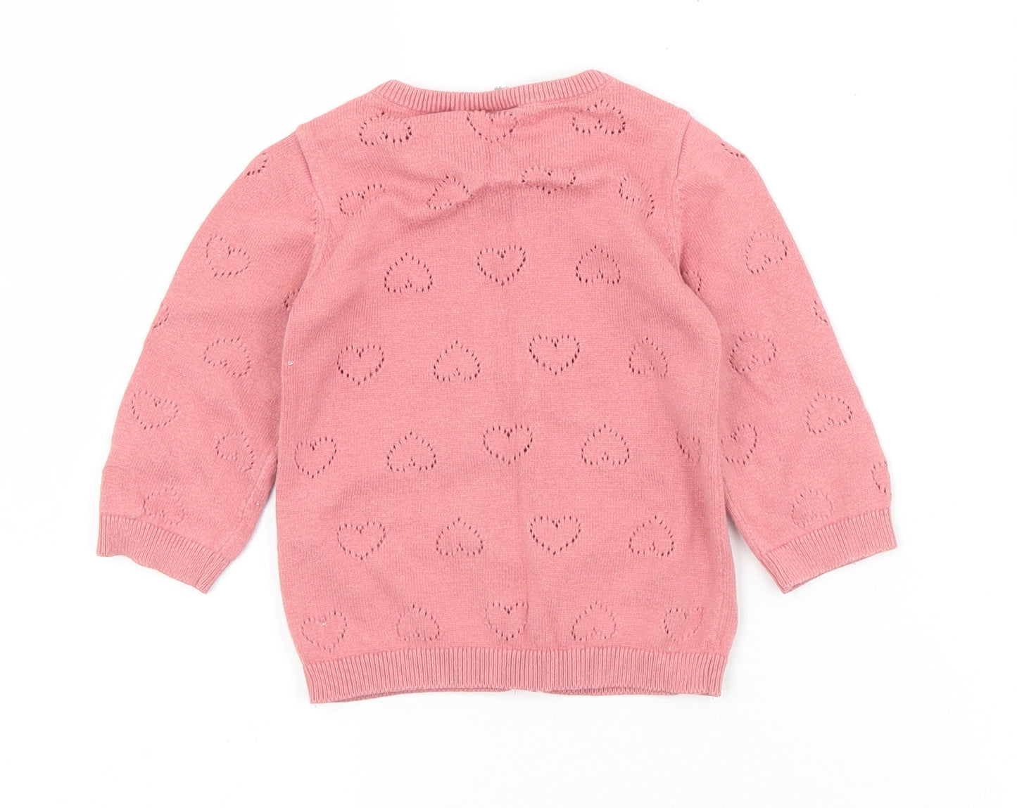Fred & Flo Girls Pink  Cotton Cardigan Jumper Size 6-9 Months  Button