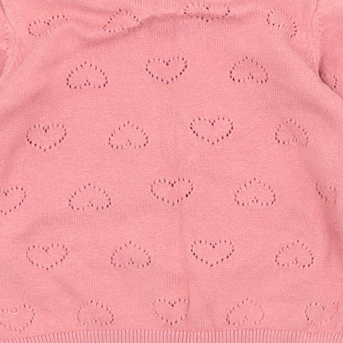Fred & Flo Girls Pink  Cotton Cardigan Jumper Size 6-9 Months  Button