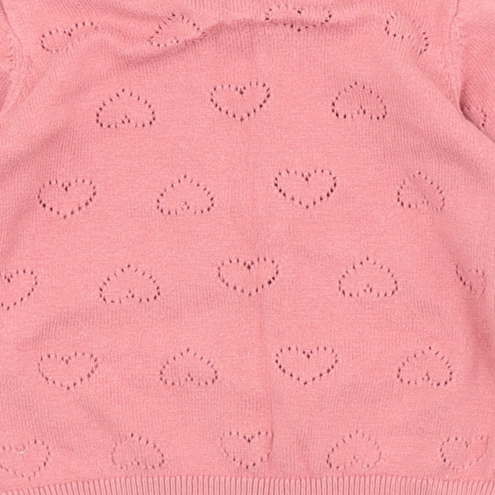 Fred & Flo Girls Pink  Cotton Cardigan Jumper Size 6-9 Months  Button