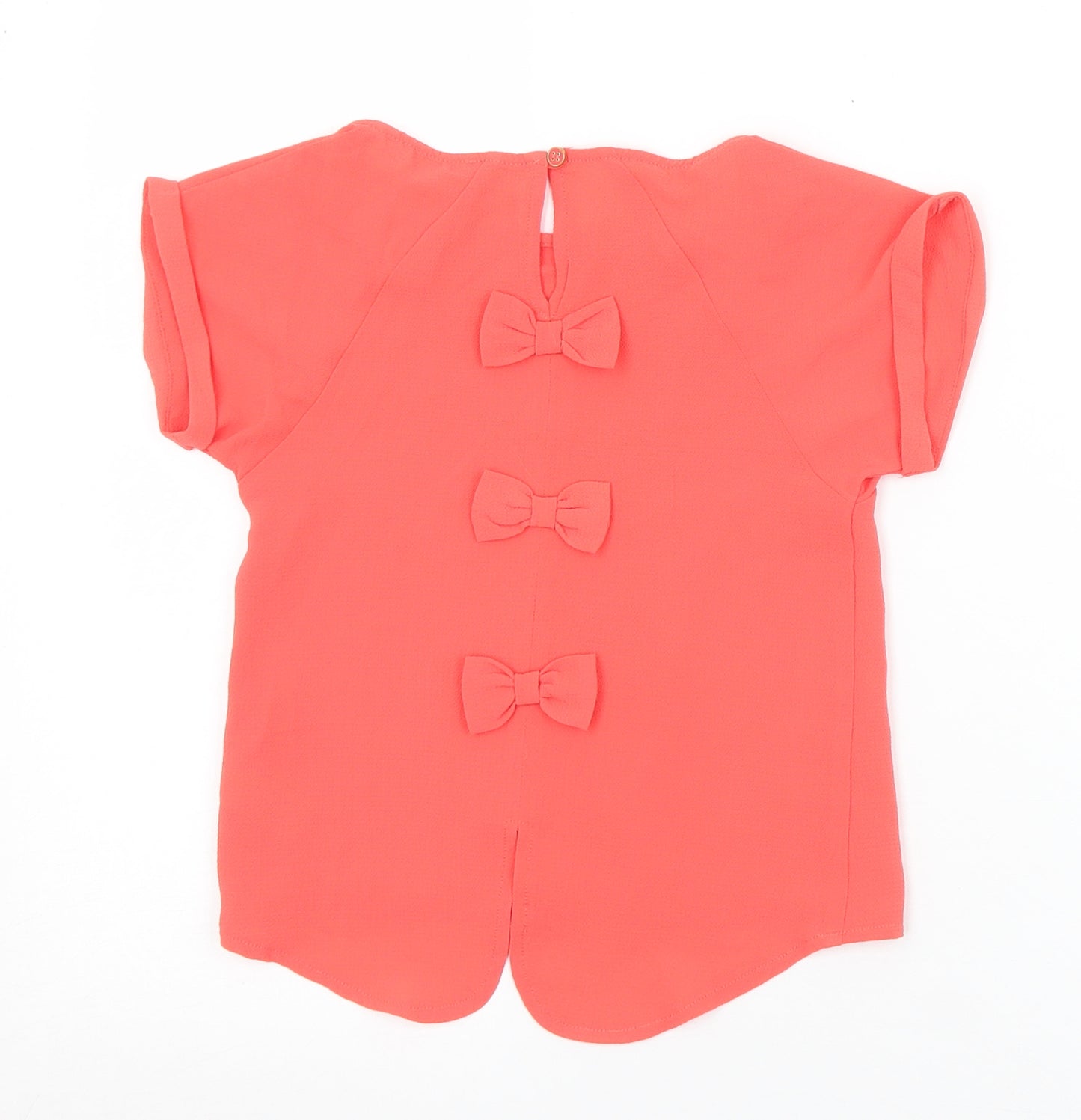 Dunnes Stores Girls Pink  Polyester Pullover Blouse Size 7 Years Round Neck Button