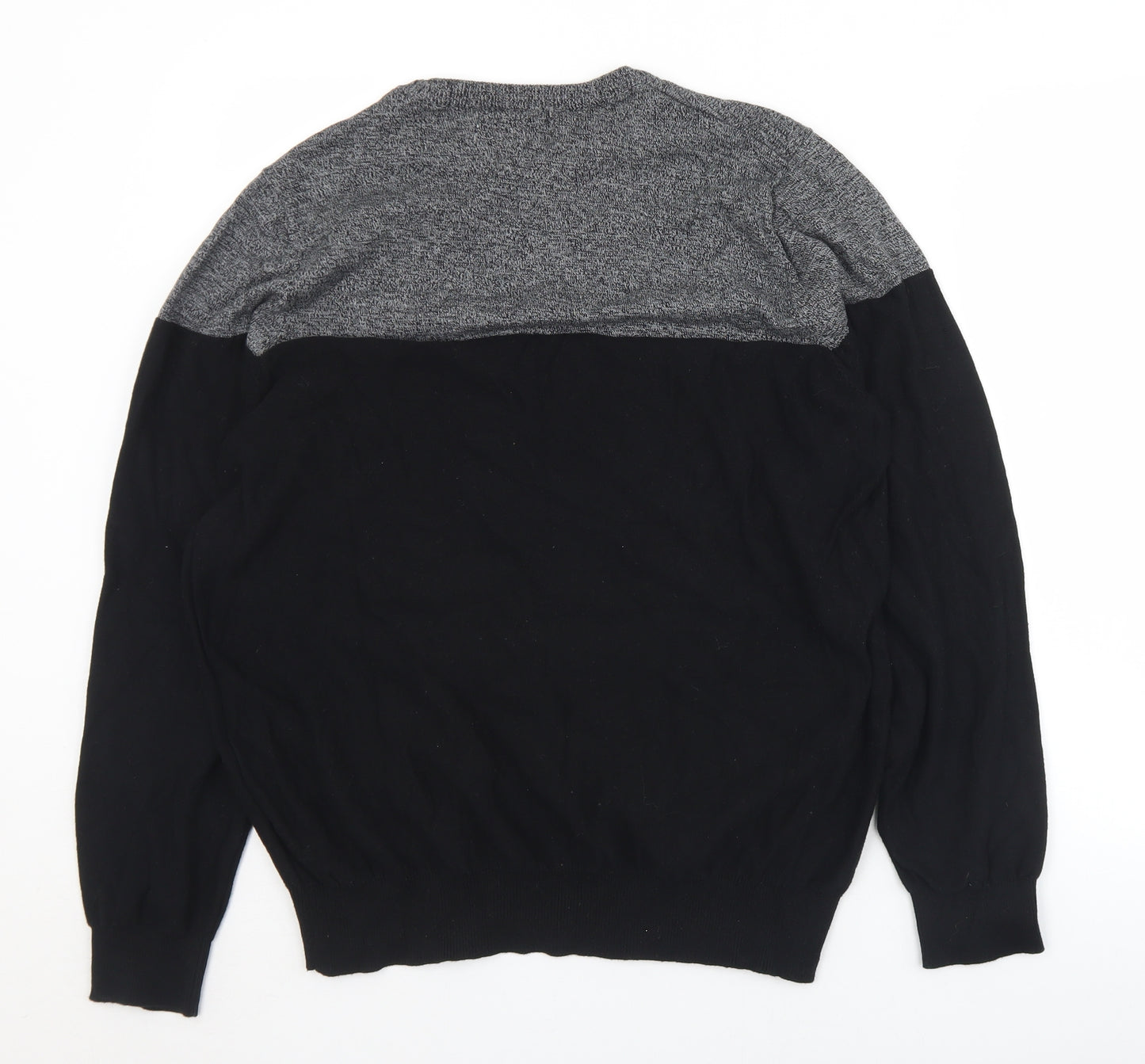 River Island Mens Black Crew Neck  Cotton Pullover Jumper Size L