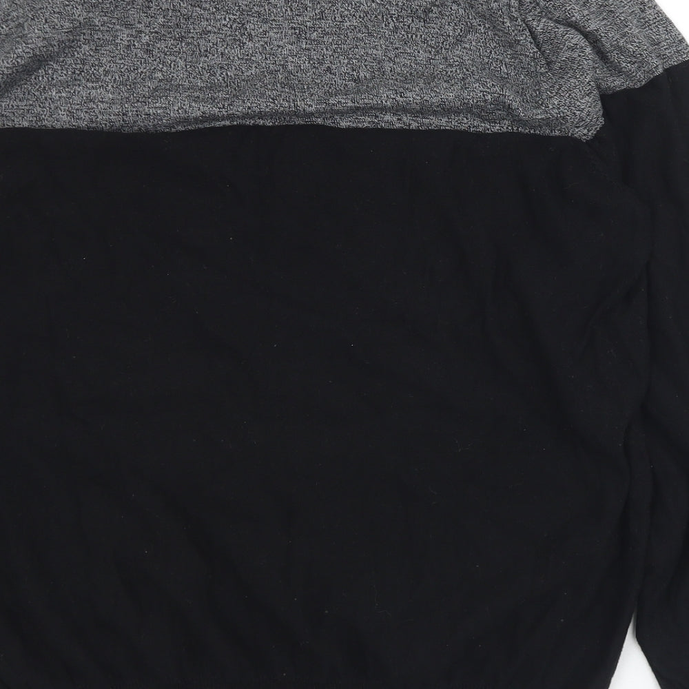 River Island Mens Black Crew Neck  Cotton Pullover Jumper Size L